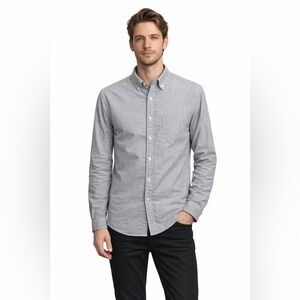 Uniqlo Men’s Oxford Slim Fit Button-Down Shirt Gray Cotton Size M Classic